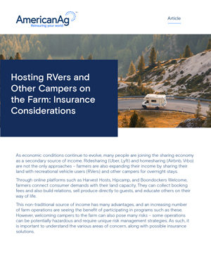 Hosting RVers and Other Campers on the Farm: Insurance Considerations